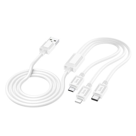 Kabel 3w1 USB A do Lightning / Micro USB / USB C Hoco 2A 1 m X74 biały