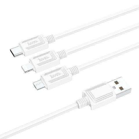 Kabel 3w1 USB A do Lightning / Micro USB / USB C Hoco 2A 1 m X74 biały