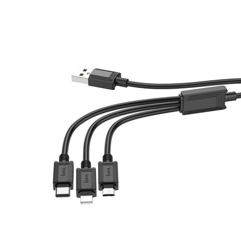 Kabel 3w1 USB A do Lightning / Micro USB / USB C Hoco 2A X74 1 m czarny