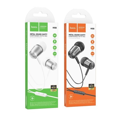 Słuchawki przewodowe douszne Jack 3,5 mm Hoco M108 szare