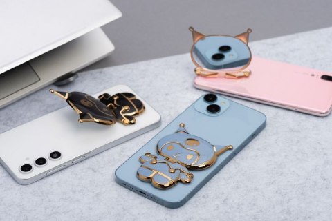 Stojak na telefon LALKA - naklejany - czarny