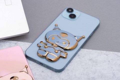 Stojak na telefon LALKA - naklejany - niebieski