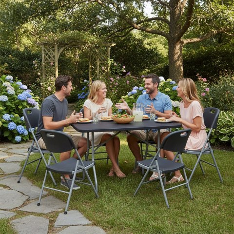 Zestaw cateringowy FETA BLACK 180 cm + 6 krzeseł BLACK