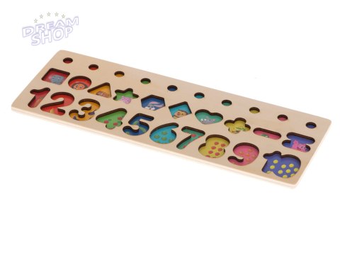 Liczydło drewniane sorter cyfry Montessori 3w1 13x36cm Liczydło drewniane sorter cyfry Montessori 3w1 13x36cm