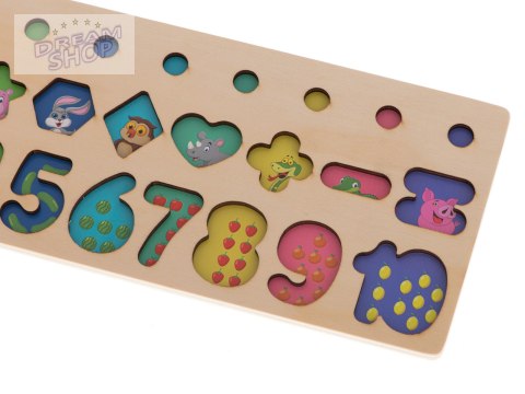 Liczydło drewniane sorter cyfry Montessori 3w1 13x36cm Liczydło drewniane sorter cyfry Montessori 3w1 13x36cm