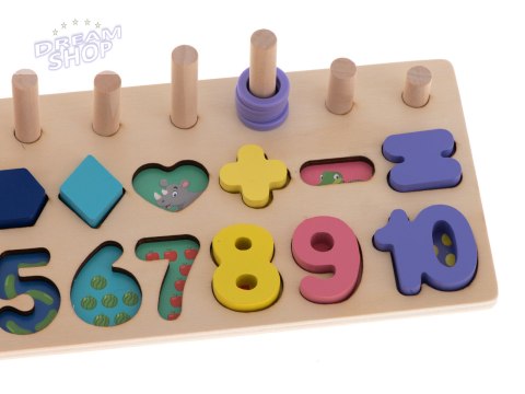 Liczydło drewniane sorter cyfry Montessori 3w1 13x36cm Liczydło drewniane sorter cyfry Montessori 3w1 13x36cm