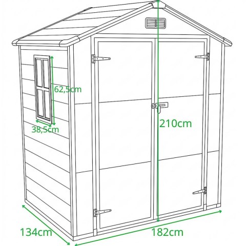DOMEK OGRODOWY NARZĘDZIOWY PVC 181x135x210CM