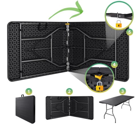 Zestaw Cateringowy WOODLAND Stół 180 cm + 6 Krzeseł