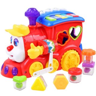 Interaktywna LOKOMOTYWA Sorter + kolorowe klocki Muzyka + światło ZA0104