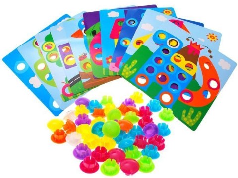 Kreatywna mozaika Montessori UKŁADANKA guzikowa - obrazki pinezki ZA1706