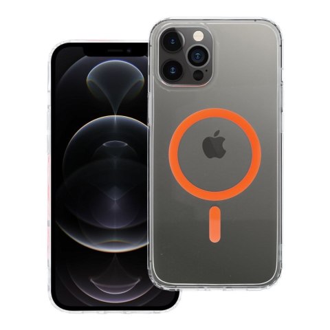 Etui na iPhone 12 PRO MAX Drop Glue Colorful Ring Mag Cover zgodny z MagSafe pomarańczowe