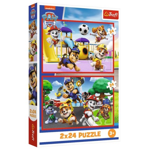 Puzzle - 2x24 - Psi dzień zabaw - Psi Patrol - Trefl 34434