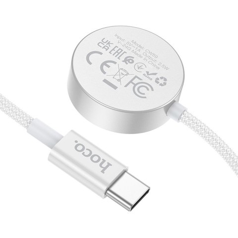 Ładowarka indukcyjna Hoco 2,5W USB C kompatyblina z Apple Watch i Samsung Watch CW59 biała
