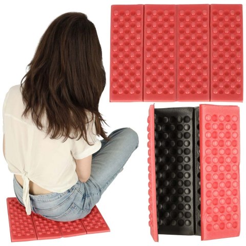 Mata piankowa składana do siedzenia turystyczna czerwona