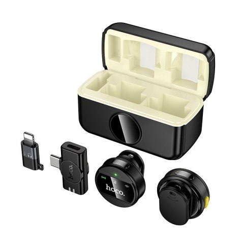 Mikrofon bezprzewodowy 2w1 Lightning / USB C Hoco L22 czarny