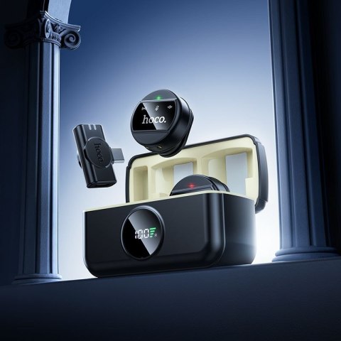 Mikrofon bezprzewodowy 2w1 Lightning / USB C Hoco L22 czarny