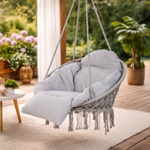 Huśtawka ogrodowa bocianie gniazdo z poduszką XXL szary 120kg