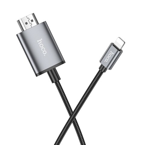 Kabel Lightning do HDMI Hoco 1080p 2 m UA27 stalowy szary