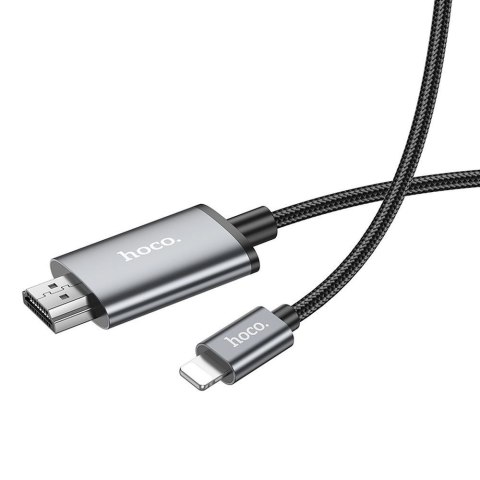 Kabel Lightning do HDMI Hoco 1080p 2 m UA27 stalowy szary