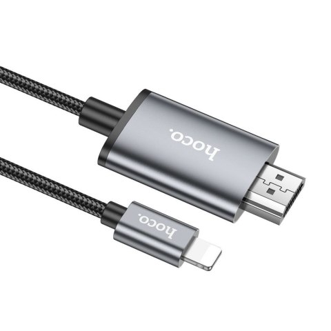 Kabel Lightning do HDMI Hoco 1080p 2 m UA27 stalowy szary