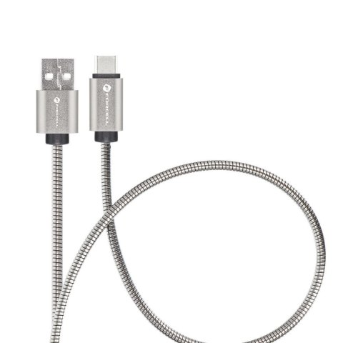 Kabel USB A do USB C Forcell F-Energy QC4.0 3A 66W Metal 1 m C234 srebrny