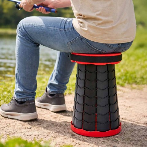 Krzesło składane rozkładany stołek taboret do domu ogrodu kemping czerwony