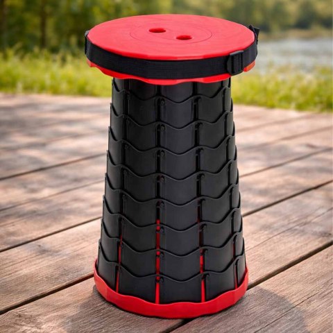 Krzesło składane rozkładany stołek taboret do domu ogrodu kemping czerwony