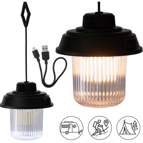 LATARKA LAMPA CAMPING USB 3 RODZAJE ŚWIATŁA CZARNY REDCLIFFS