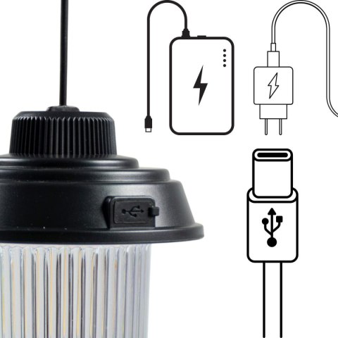 LATARKA LAMPA CAMPING USB 3 RODZAJE ŚWIATŁA CZARNY REDCLIFFS