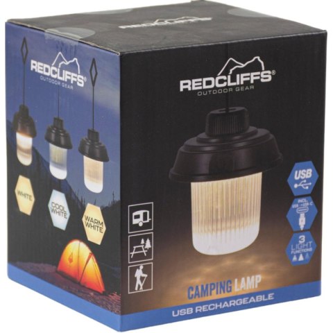 LATARKA LAMPA CAMPING USB 3 RODZAJE ŚWIATŁA CZARNY REDCLIFFS