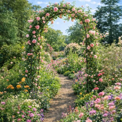 Pergola ogrodowa łuk uchwyt na róże kwiaty bluszcz pnącza metalowa 240 x 140 cm