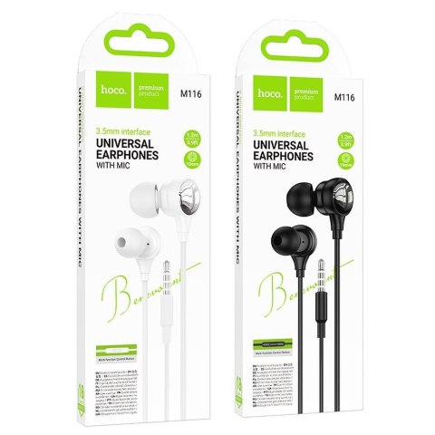 Słuchawki przewodowe douszne Jack 3,5 mm Hoco M116 czarne