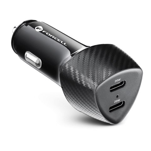 Ładowarka samochodowa Forcell F-Energy Carbon 2 x USB C QC3.0 PD 3A 40W CC50-2C czarna