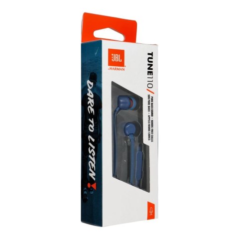 Słuchawki przewodowe douszne Jack 3,5 mm JBL T110 niebieskie