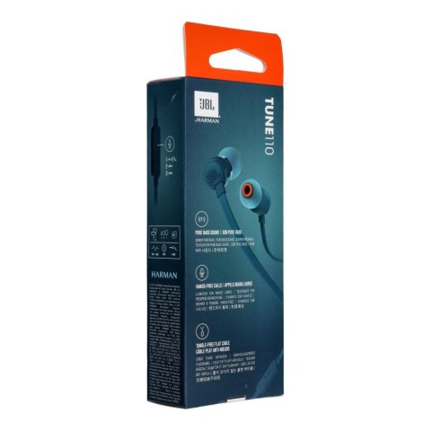 Słuchawki przewodowe douszne Jack 3,5 mm JBL T110 niebieskie