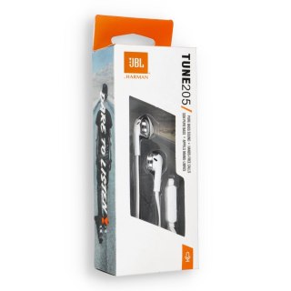 Słuchawki przewodowe douszne Jack 3,5 mm JBL T205 białe
