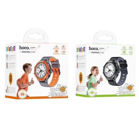 Smartwatch dla dzieci Hoco 1,28" 4G GPS z funkcją rozmowy Y107 pomarańczowy