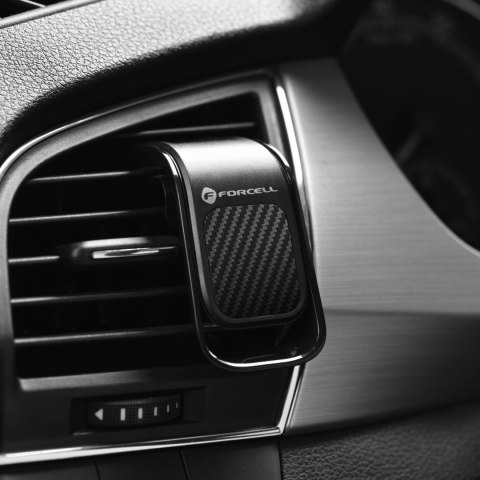 Uchwyt na telefon do samochodu uniwersalny Forcell F-Grip Carbon B060 do kratki czarny