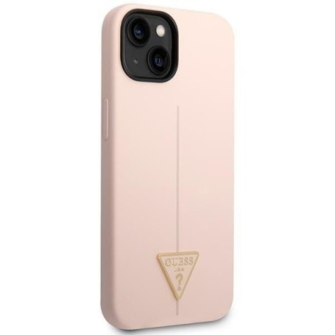 GUESS futerał do IPHONE 13 / 14 / 15 GUHCP14SSLTGP (Silicone Triangle) różowy