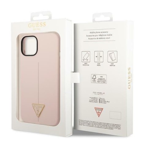 GUESS futerał do IPHONE 13 / 14 / 15 GUHCP14SSLTGP (Silicone Triangle) różowy