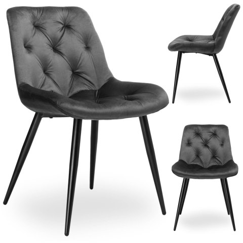 Krzesło welurowe ELIOT VELVET grafitowe