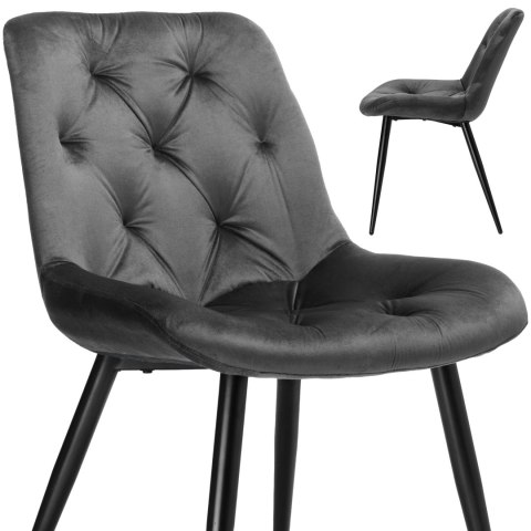 Krzesło welurowe ELIOT VELVET grafitowe
