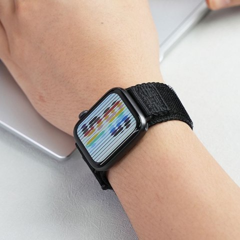 Pasek do Apple Watch Forcell F-Design FA05 rzep nylon 42 / 44 / 45 / 49 mm czarny