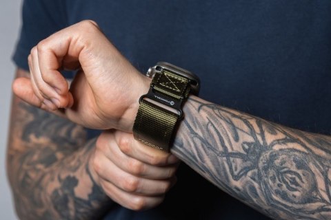 Pasek do Apple Watch Forcell F-Design FA05 rzep nylon 42 / 44 / 45 / 49 mm zielony