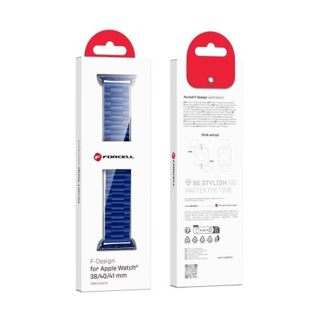 Pasek do Apple Watch Forcell F-Design FA10 zatrzask stal 42 / 44 / 45 / 49 mm niebieski