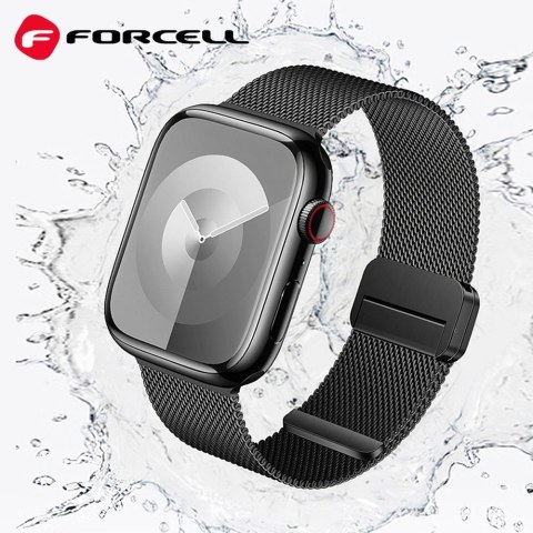 Pasek do Apple Watch Forcell F-Design FA14 magnetyczny stal 42 / 44 / 45 / 49 mm czarny