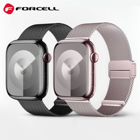 Pasek do Apple Watch Forcell F-Design FA14 magnetyczny stal 42 / 44 / 45 / 49 mm czarny