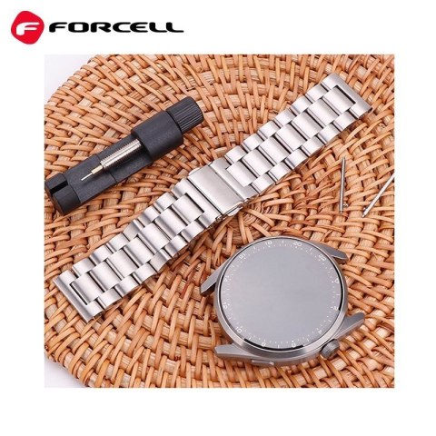 Pasek do Samsung Galaxy Watch Forcell F-Design FS06 zatrzask stal 20 mm srebrny