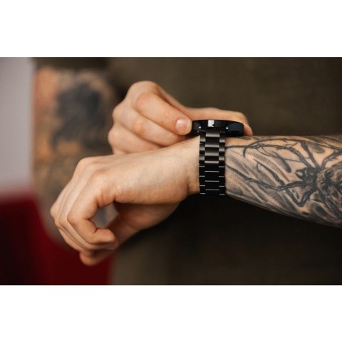 Pasek do Samsung Galaxy Watch Forcell F-Design FS06 zatrzask stal 22 mm czarny