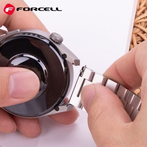 Pasek do Samsung Galaxy Watch Forcell F-Design FS06 zatrzask stal 22 mm srebrny